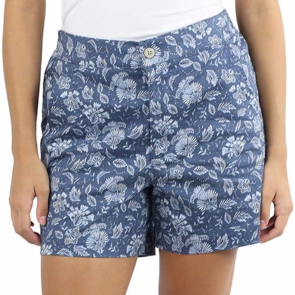 Jachs Girlfriend Blue Floral Print Stretch Chino Casual‎ Shorts XXL NWT